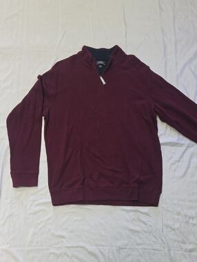 Lands' End Men's Zip-Neck Sweater in Deep Burgundy